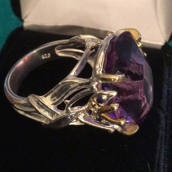 Extra Fancy Cut AAA+ Genuine Amethyst 25 CTW Ring - Picture 11 of 13
